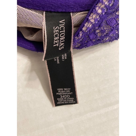 Victoria’s Secret Bra 34DD Purple Very Sexy Push-Up Underwire Front Closure - Picture 6 of 7